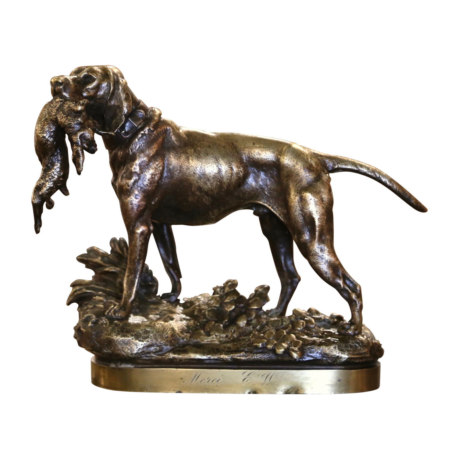 19th Century French Gilt Bronze Dog Sculpture by Prosper Lecourtier (1 of 9)