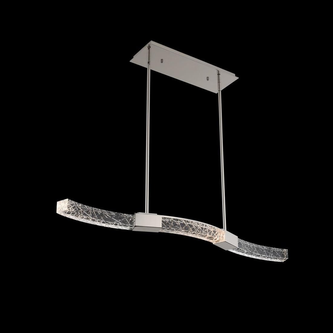 Kalco Athena LED Island Light with Firenze Crystal Polished Nickel: Kalco Athena LED Island Light with Firenze Crystal Polished Nickel Enhance your kitchen with the Modern Elegance Athena LED Kitchen Light, a stunning blend of style and functionality. This rectangular