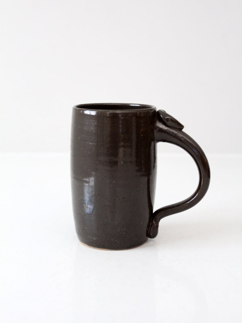 Handcrafted Vintage Studio Pottery Mug Deep Brown Glaze (1 of 11)