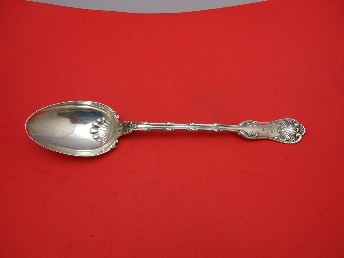 Whiting Sterling Silver Imperial Queen Stuffing Spoon 11 3/4" Monogrammed: Whiting Sterling Silver Imperial Queen Stuffing Spoon 11 3/4" Monogrammed This exquisite serving spoon features the elegant Imperial Queen pattern by Whiting. Crafted from high-quality sterling silver