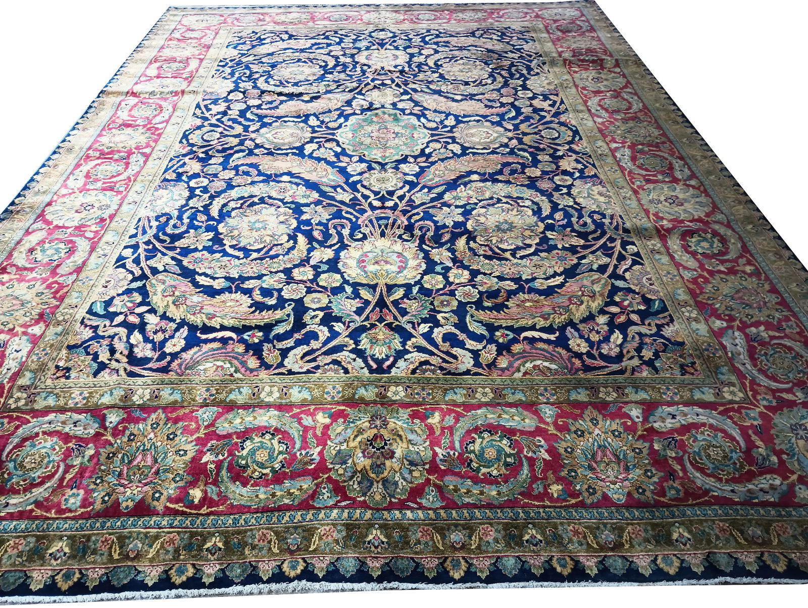 Quality Hand-Knotted Jaipur Rug 10.3 x 14.8 Dark Blue Wool: Quality Hand-Knotted Jaipur Rug 10.3 x 14.8 Dark Blue Wool Free continental US Shipping Introducing the exquisite 10' x 15' Quality Jaipur Rug, showcasing a captivating dark blue hue that brings timel