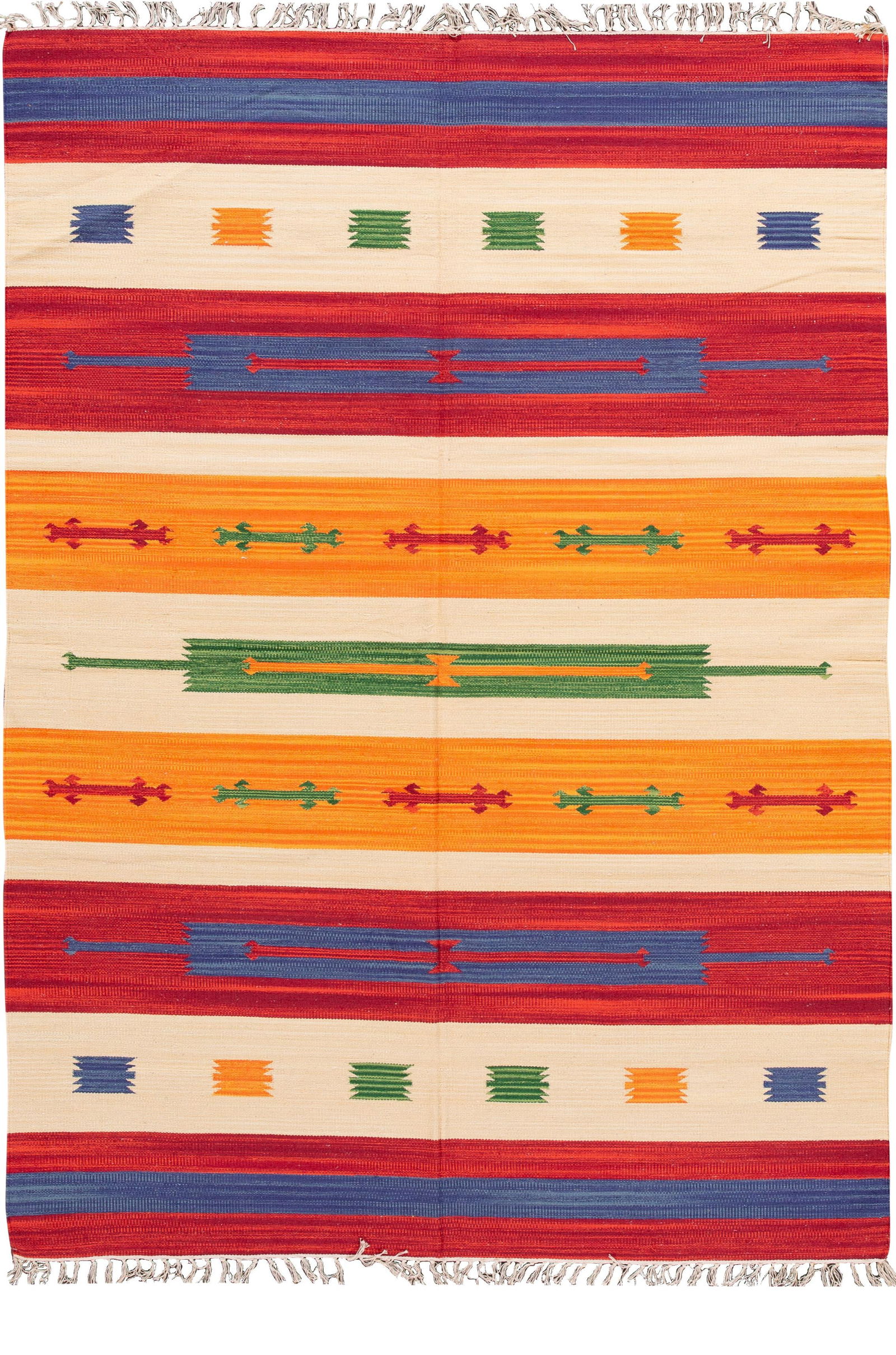 Hand-Woven Modern Kilim Rug Multi-Color Geometric Design Wool 5'7" x 7'10" (1 of 10)