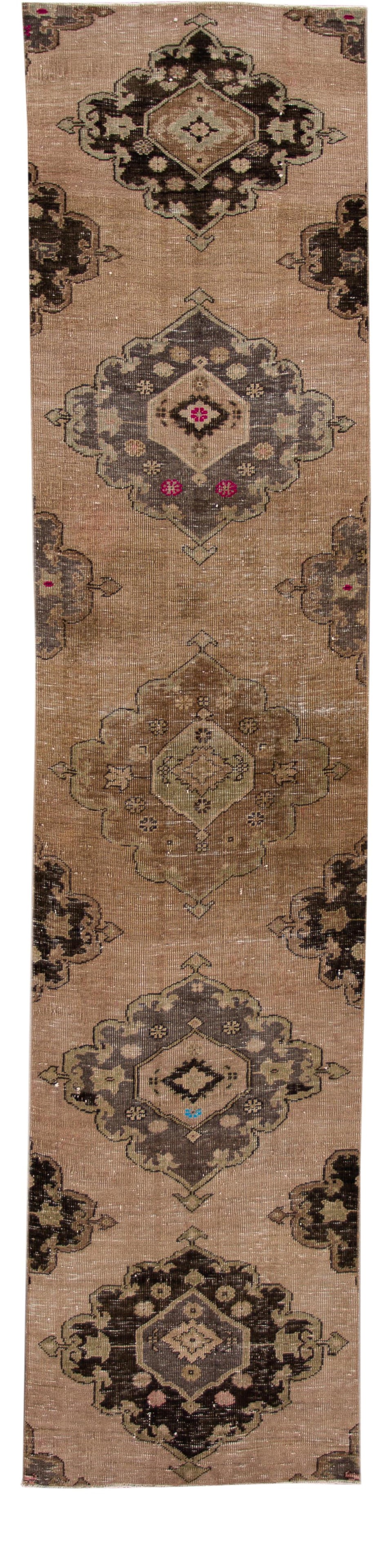 Antique 1930s Turkish Hand-Knotted Wool Runner Rug 2'10 x 13'3: Antique 1930s Turkish Hand-Knotted Wool Runner Rug 2'10 x 13'3 Discover the elegance of this Early 20th Century Vintage Turkish Wool Runner Rug, expertly hand-knotted from high-quality wool. Featuring