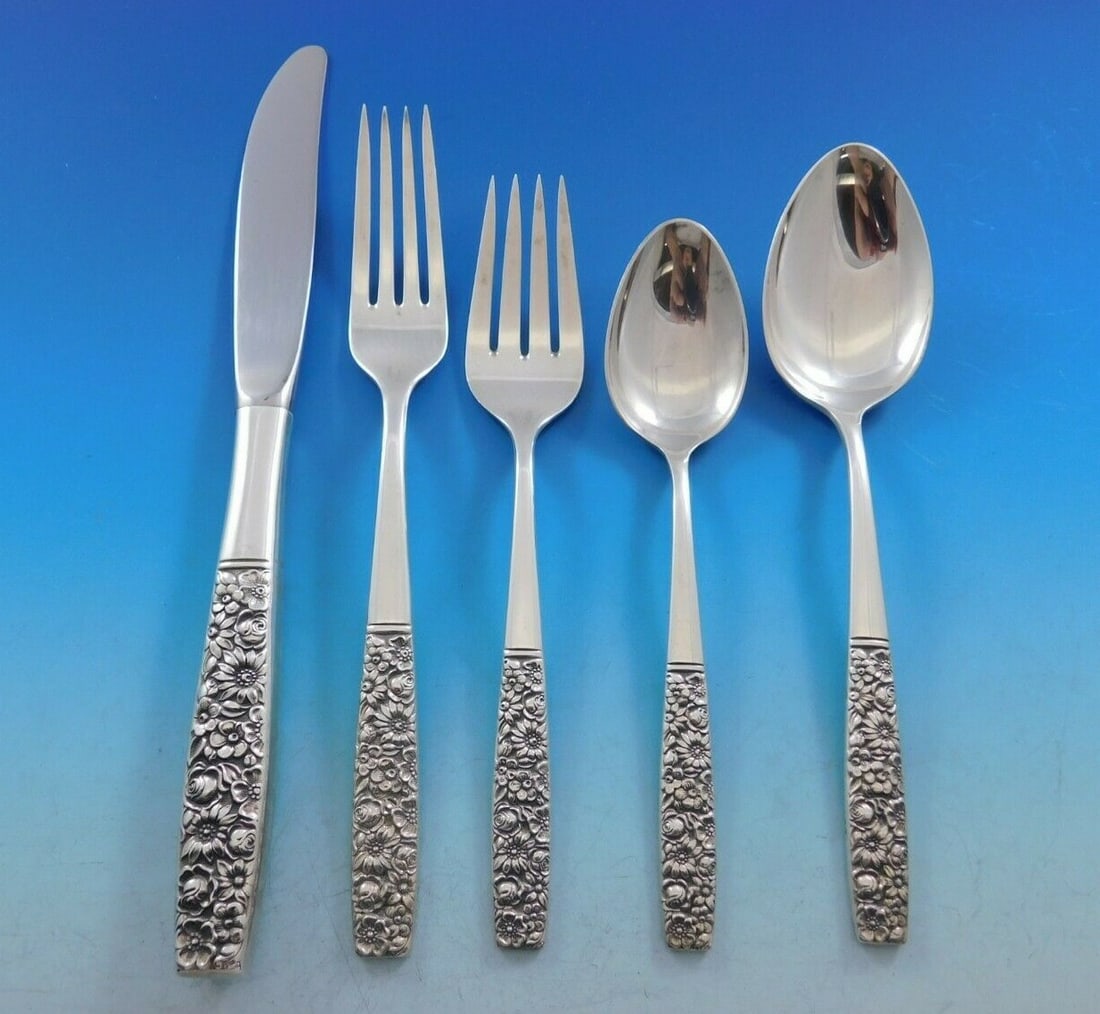 Towle Contessina Sterling Silver Flatware Set for 8 - 45 Pieces Floral Design: Towle Contessina Sterling Silver Flatware Set for 8 - 45 Pieces Floral Design This exquisite Contessina flatware set by Towle features a beautiful floral repousse design, perfect for enhancing your di