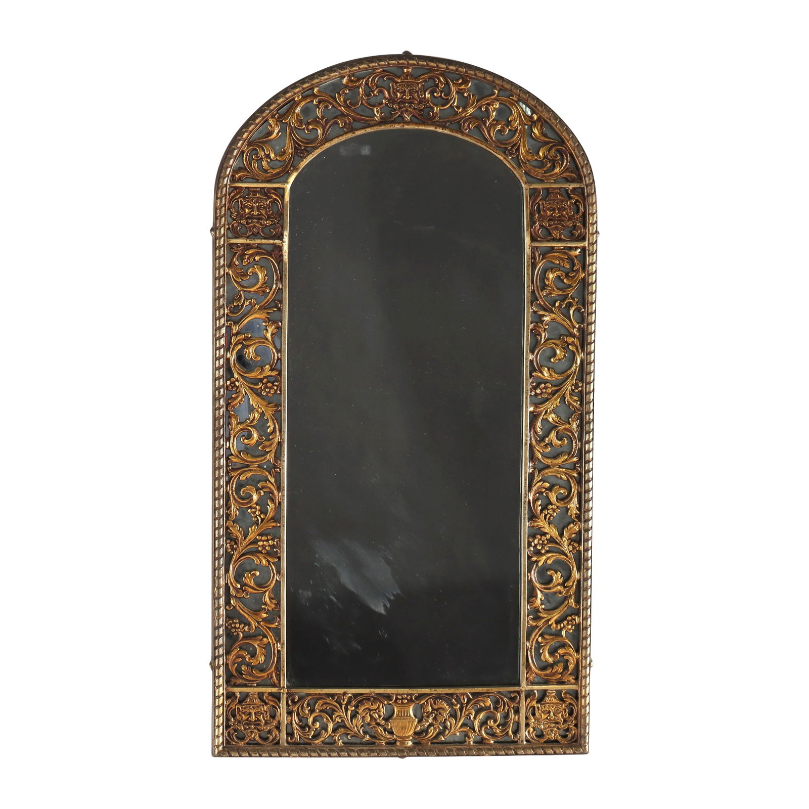Gothic Style Bronze Wall Mirror Featuring Wind God Mask by Oscar Bach Circa 1910 (1 of 8)