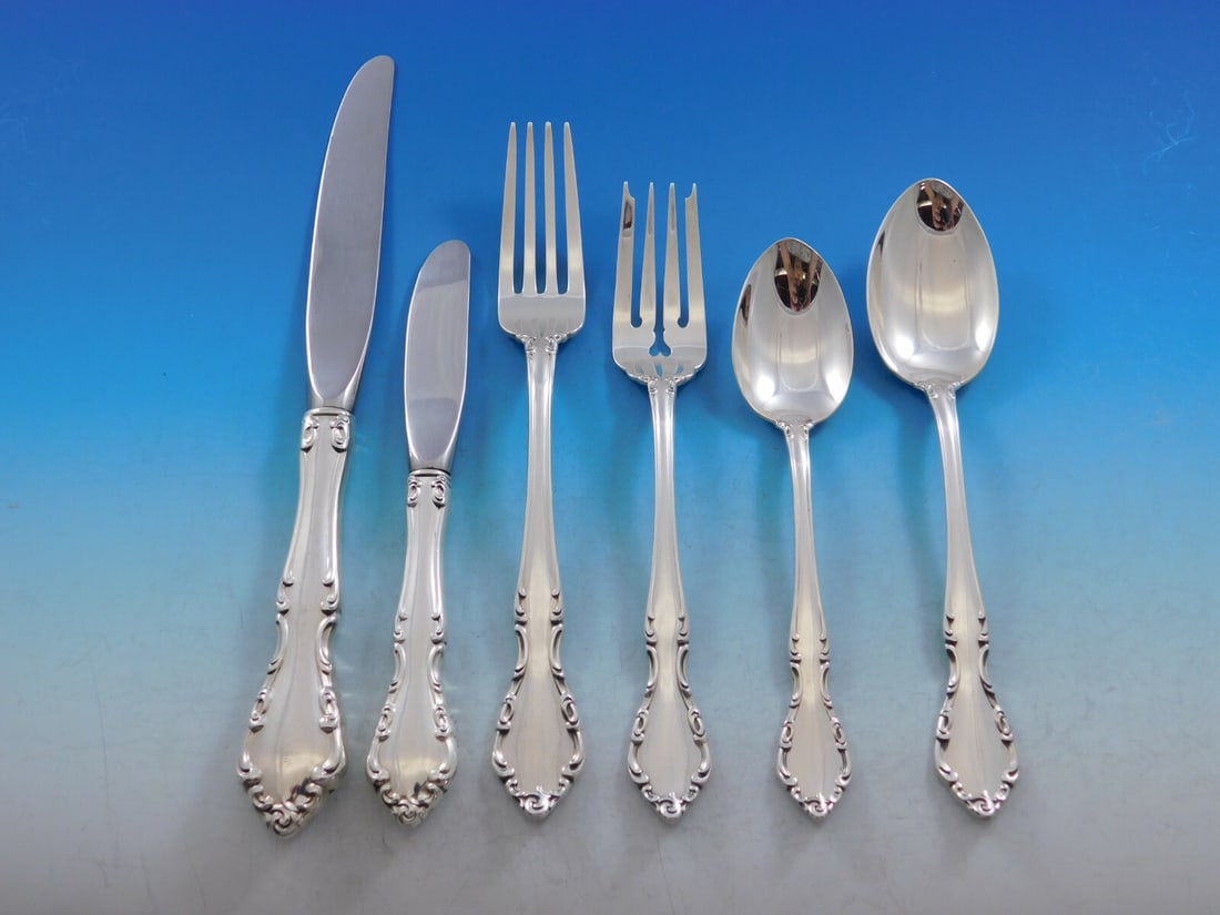 Gorham Chelsea Manor Sterling Silver Flatware Set for 8, 56 Pieces: Gorham Chelsea Manor Sterling Silver Flatware Set for 8, 56 Pieces Discover the elegance of the Chelsea Manor pattern by Gorham with this comprehensive 56-piece sterling silver flatware service for 8.