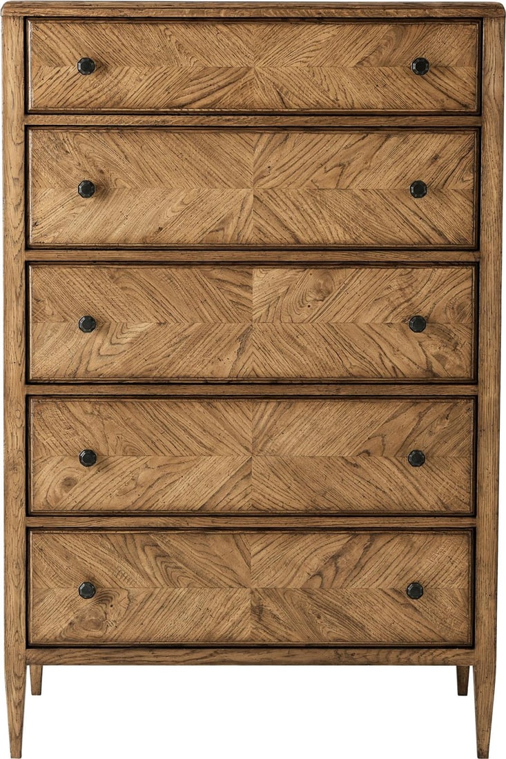 Theodore Alexander Nova Vintage Style Tall Chest in Dawn Finish: Theodore Alexander Nova Vintage Style Tall Chest in Dawn Finish Discover the Elegant Dawn Finish Chest, designed to bring vintage charm to your home. This tall chest of drawers features a sophisticate