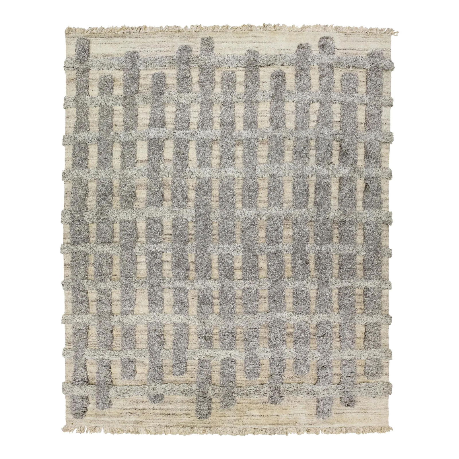 Organic Modern Hand-Knotted Moroccan Wool Rug Beige 12'2 x 14'10: Organic Modern Hand-Knotted Moroccan Wool Rug Beige 12'2 x 14'10 Enhance your living space with this exquisite hand-knotted organic Moroccan wool rug. Featuring a soft beige background adorned with ge