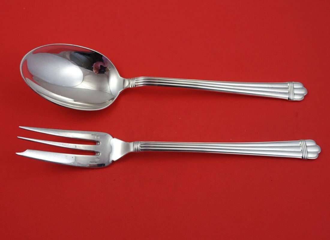 Christofle Aria Sterling Silver 2pc Vegetable Serving Set Fork Spoon: Christofle Aria Sterling Silver 2pc Vegetable Serving Set Fork Spoon Elevate your dining experience with this exquisite 2-piece vegetable serving set from the prestigious Aria pattern by Christofle. C