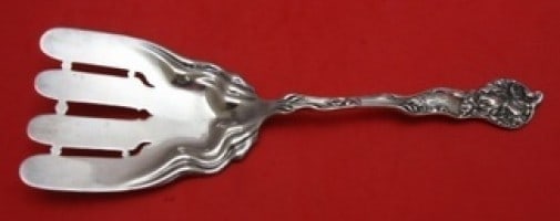Shiebler Fiorito Sterling Silver Asparagus Fork 9.5 Inch Serving Utensil: Shiebler Fiorito Sterling Silver Asparagus Fork 9.5 Inch Serving Utensil This exquisite serving fork, crafted by Shiebler, features the elegant Fiorito pattern. Made from high-quality sterling silver,