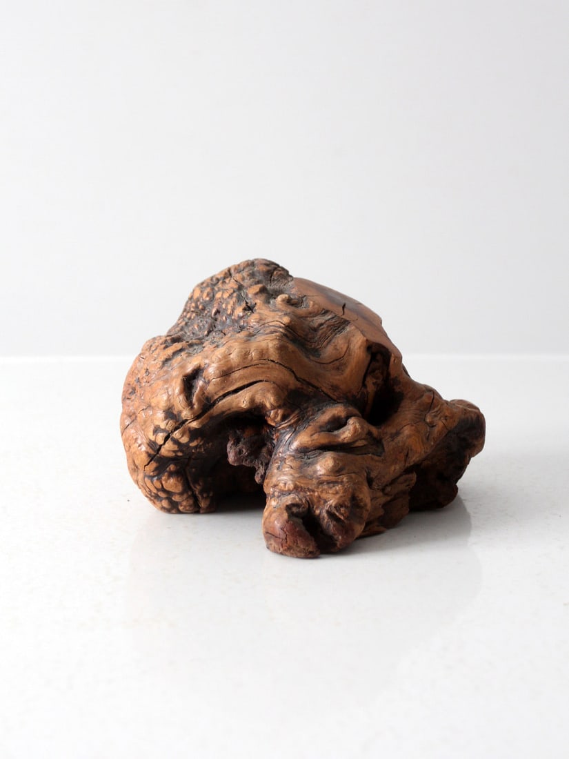 Unique Vintage Burl Wood Sculpture 8 x 7.5 x 5.5 Inch: Unique Vintage Burl Wood Sculpture 8 x 7.5 x 5.5 Inch This stunning vintage burl wood sculpture showcases the natural beauty of organic materials, making it a striking addition to any space. As a one-
