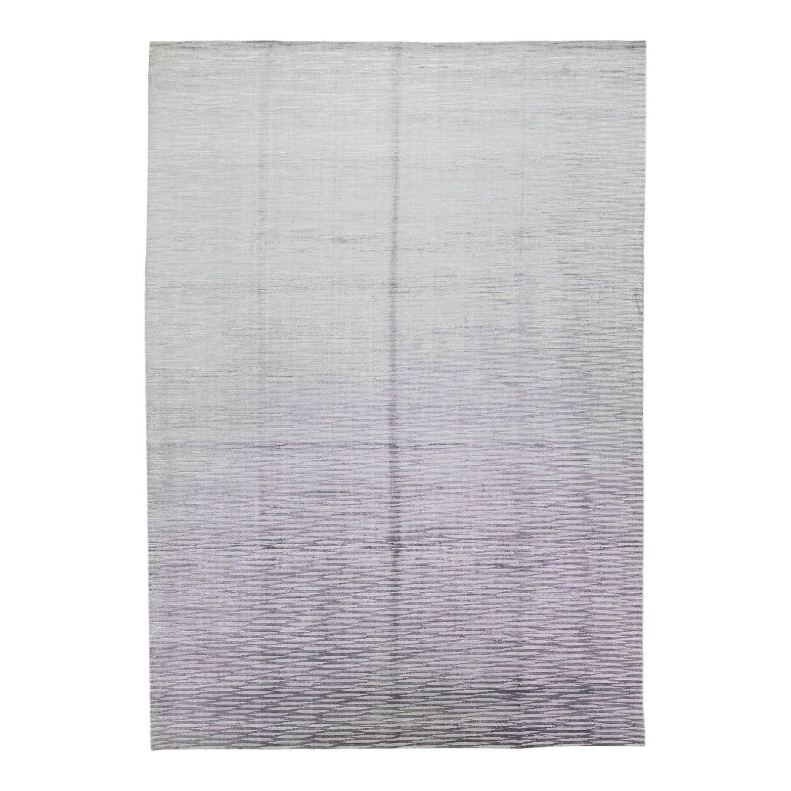 Contemporary 10 x 14 Gray Wool Silk Rug with Geometric Design: Contemporary 10 x 14 Gray Wool Silk Rug with Geometric Design Enhance your home decor with this exquisite contemporary handmade rug, crafted from a luxurious blend of wool and silk. Featuring a striki
