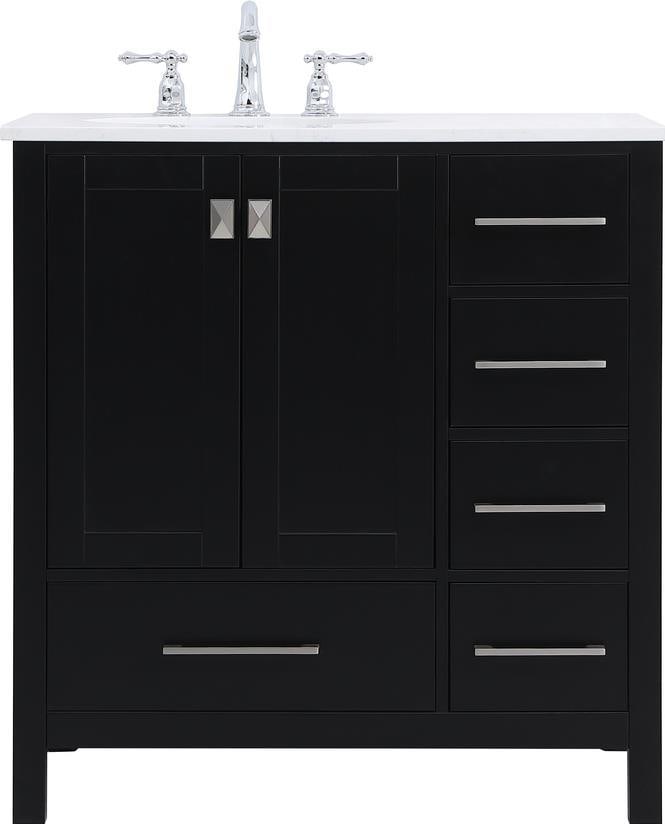 Elegant Lighting 32 Inch Black Bathroom Vanity with Storage: Elegant Lighting 32 Inch Black Bathroom Vanity with Storage This 32" Black Vanity with Storage combines functionality and style, making it a perfect addition to any transitional bathroom. Crafted from