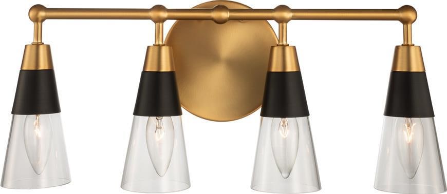 Kalco Ponti 4 Light Mid-Century Bath Fixture Matte Black Brass: Kalco Ponti 4 Light Mid-Century Bath Fixture Matte Black Brass Illuminate your bathroom with this elegant Ponti 4 Light Mid-Century Bath Fixture, designed to enhance your space with a stylish flair. T
