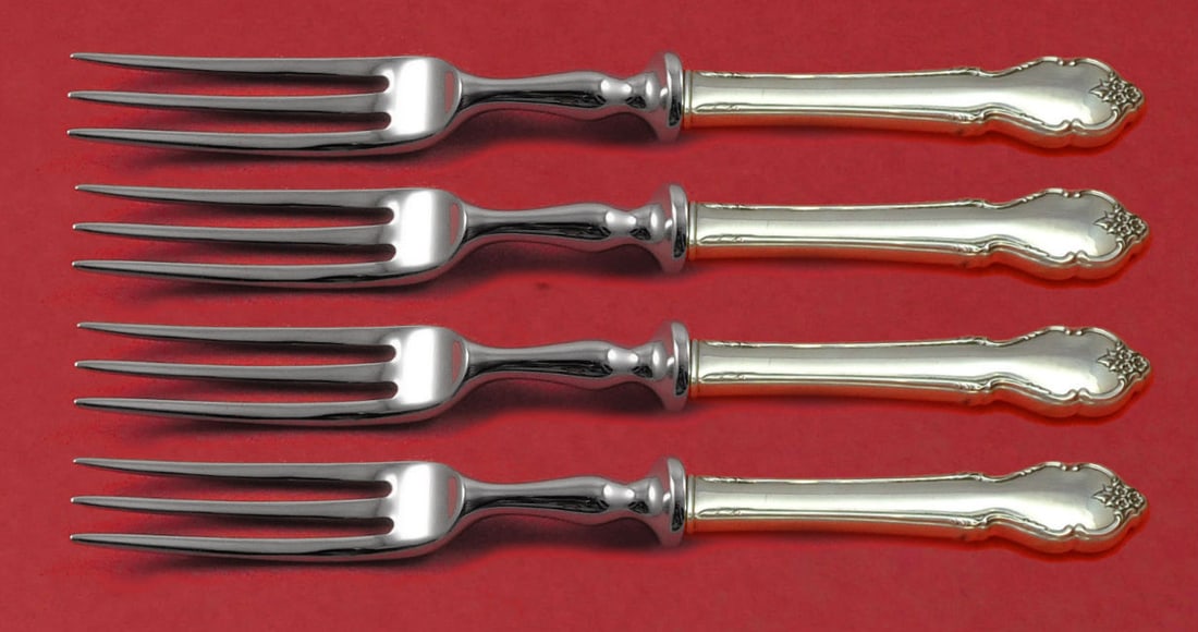 International Sterling Silver Breton Rose 4pc Fruit Fork Set 6 inch: International Sterling Silver Breton Rose 4pc Fruit Fork Set 6 inch Enhance your dining experience with this exquisite 4-piece fruit fork set from International Sterling, featuring the elegant Breton