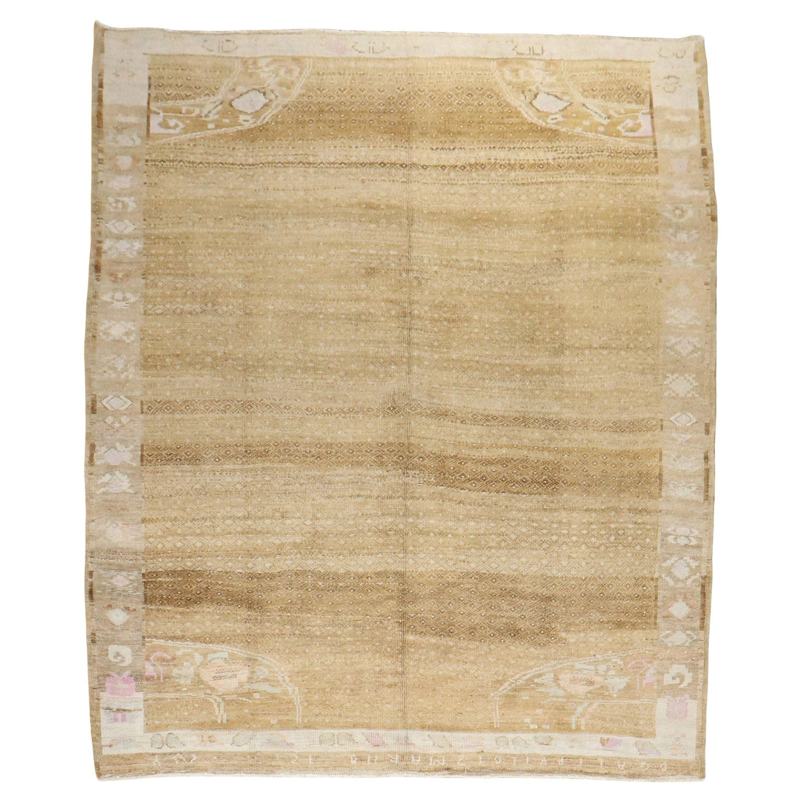 Mid-20th Century Brown Wool Kars Rug from Turkey 7'7 x 9'3: Mid-20th Century Brown Wool Kars Rug from Turkey 7'7 x 9'3 This mid-20th century Turkish Kars rug features a brown and ivory color palette with an archaistic design. Expertly hand-knotted from wool, i