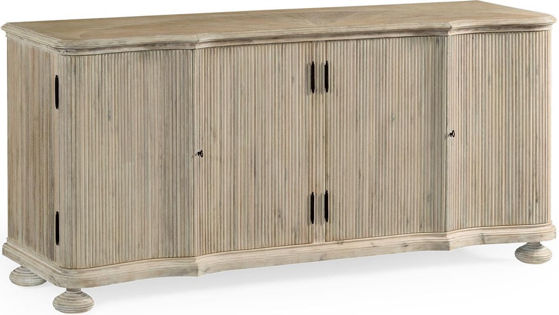 William Yeoward Country House Chic Buffet Storage in Washed Acacia: William Yeoward Country House Chic Buffet Storage in Washed Acacia Introducing the Elegant Washed Acacia Buffet Storage, a stunning addition to any dining area. This buffet features a refined design w