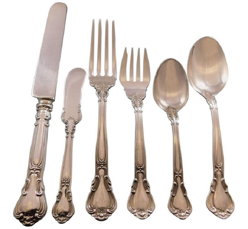 Gorham Chantilly Sterling Silver Flatware Set for 24 - 162 Pieces with Storage Chest: Gorham Chantilly Sterling Silver Flatware Set for 24 - 162 Pieces with Storage Chest Introducing the Chantilly by Gorham Sterling Silver Flatware Set, a stunning collection crafted for elegance and du