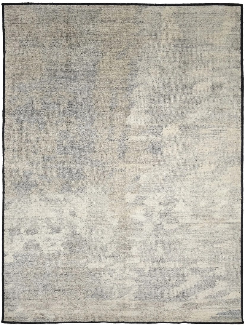 Hand-Knotted Wool Area Rug 9'1 x 12'0 Modern Abstract Design: Hand-Knotted Wool Area Rug 9'1 x 12'0 Modern Abstract Design Enhance your space with this exquisite Bas-Relief Modern Wool Hand-Knotted Area Rug, measuring 9'1" x 12'0". This stunning rug features a v