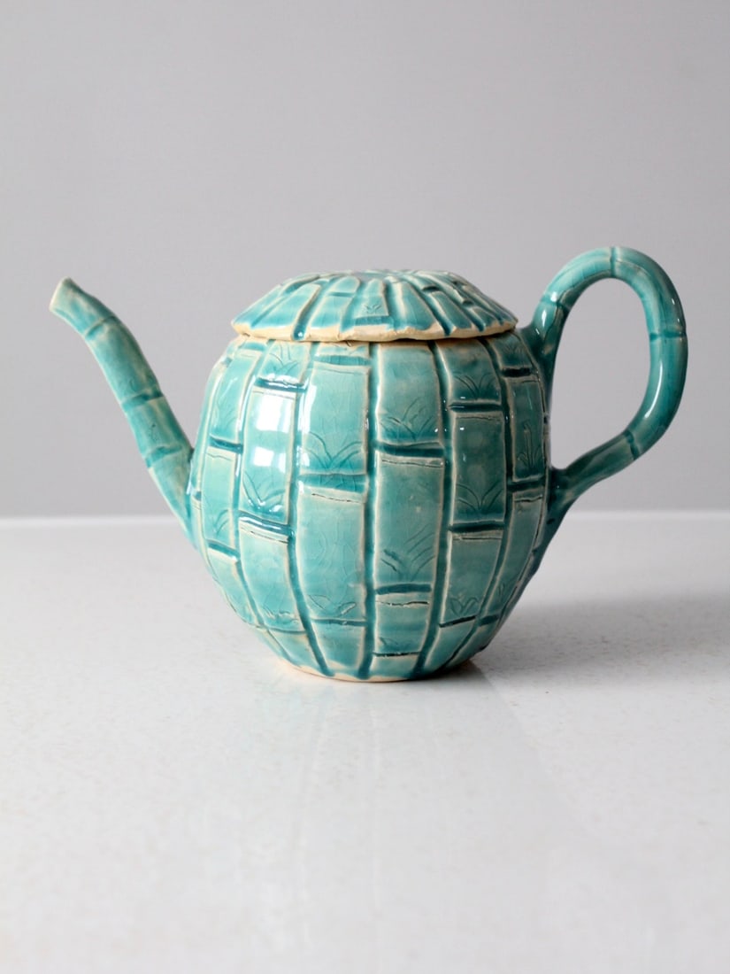 1970s Vintage Handcrafted Ceramic Teapot with Turquoise Glaze (1 of 10)