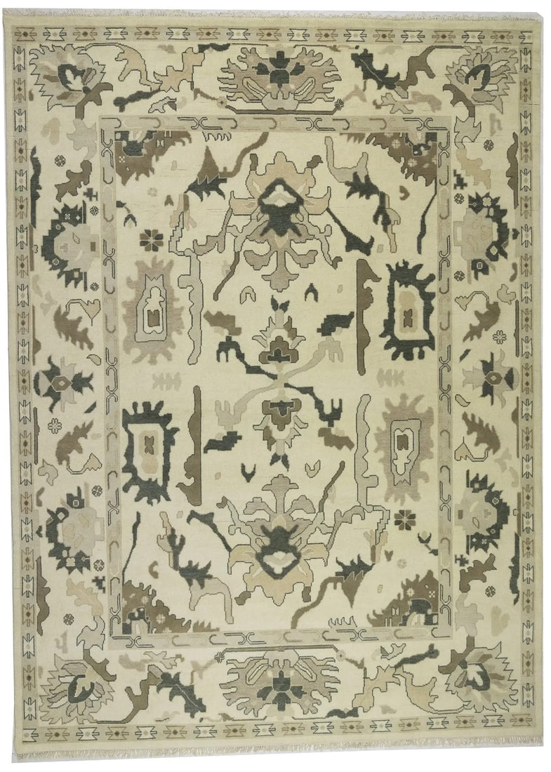 Handmade Oushak Chobi Floral Wool Rug 10'2 x 13'10 Traditional Design: Handmade Oushak Chobi Floral Wool Rug 10'2 x 13'10 Traditional Design Elevate your home decor with this stunning Handmade Oushak Chobi Oriental Rug, featuring a beautiful floral pattern that adds a to
