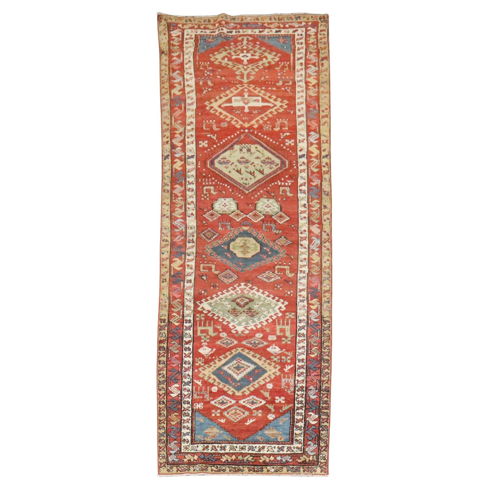 Zabihi Collection Kazak Geometric Tribal Runner 42x114 Wool Iran (1 of 10)