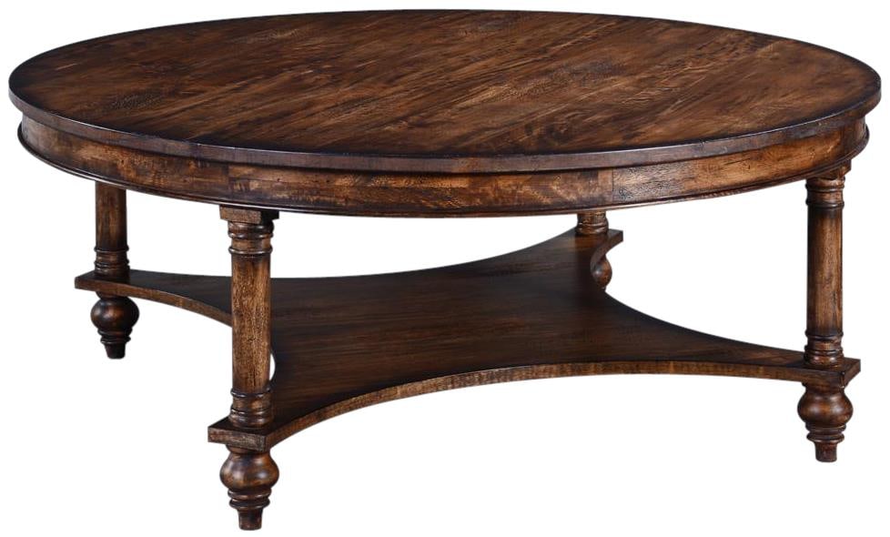 Glenbrook Rustic Pecan Round Coffee Table Old World Style (1 of 3)