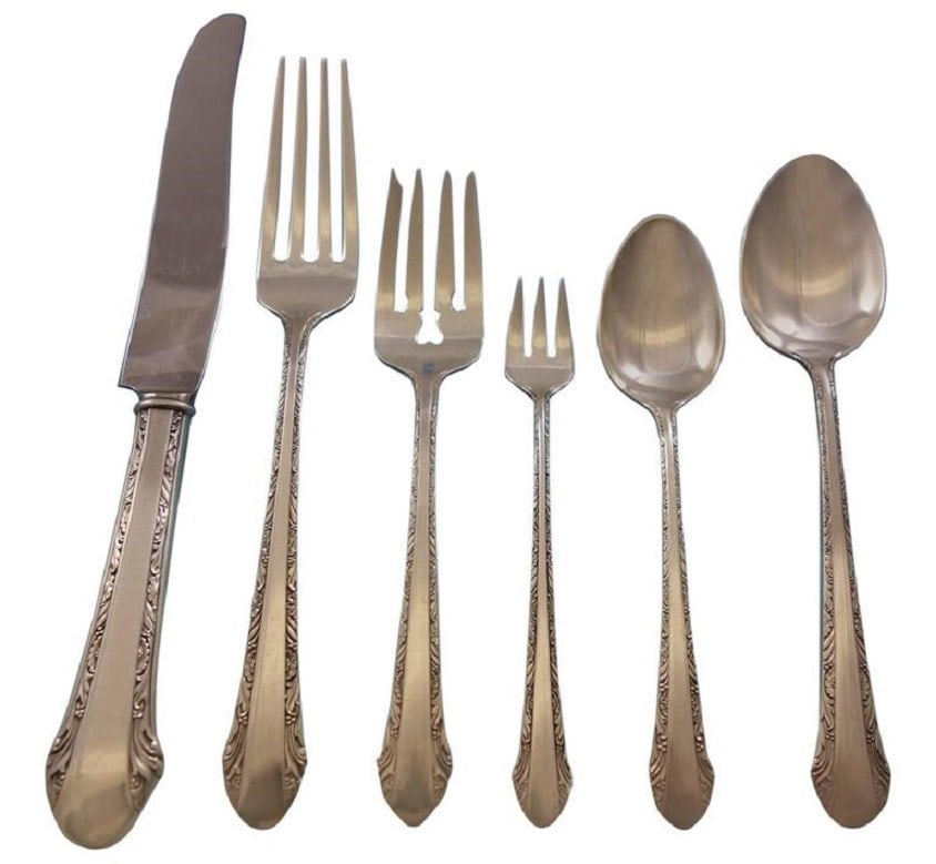 Alvin Chased Romantique Sterling Silver Flatware Set 51 Pieces with Storage Chest: Alvin Chased Romantique Sterling Silver Flatware Set 51 Pieces with Storage Chest Enhance your dining experience with the Chased Romantique Sterling Silver Flatware Set by Alvin. This exquisite 51-pie