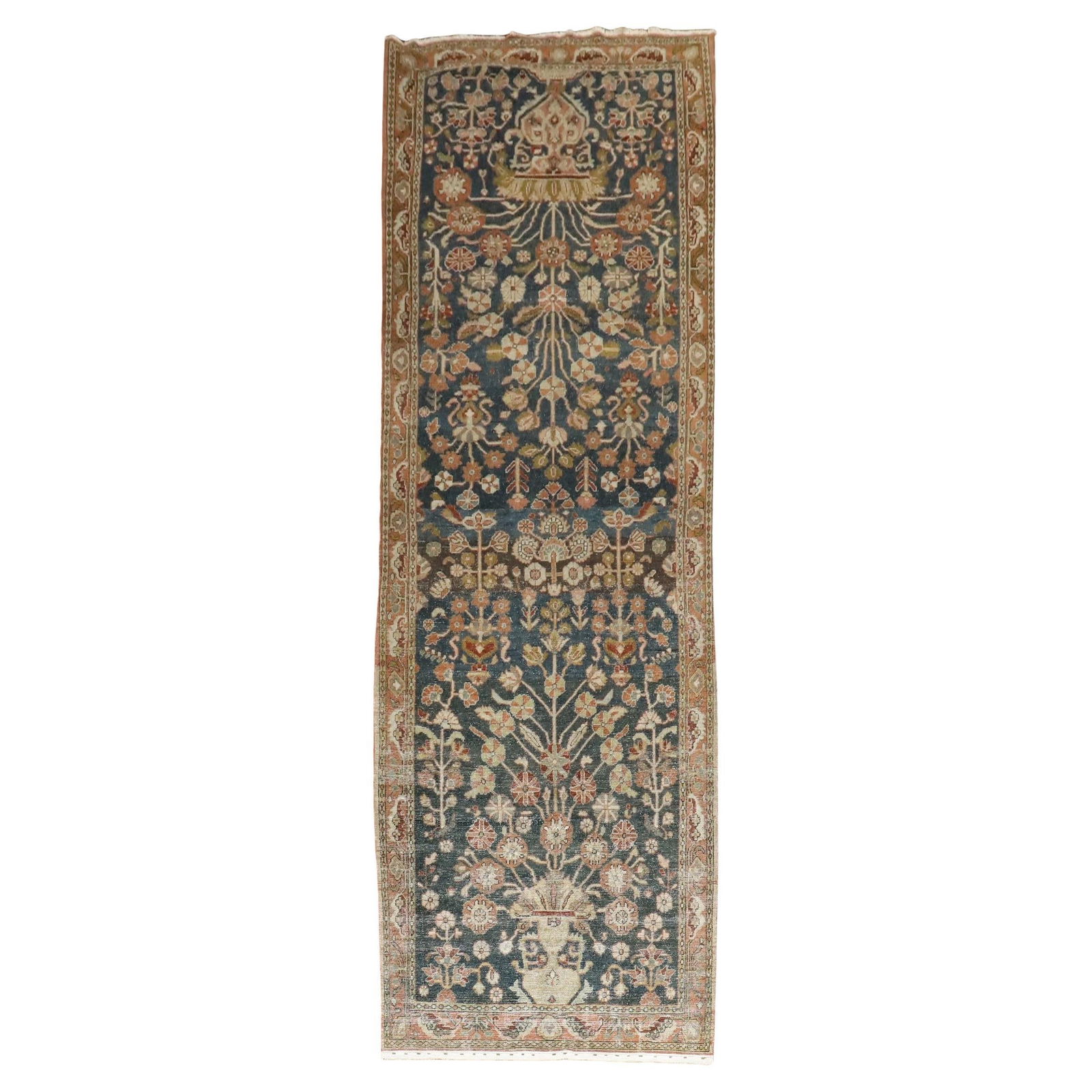 1920s Persian Malayer Hand-Woven Dark Wide Runner 4 x 13'7: 1920s Persian Malayer Hand-Woven Dark Wide Runner 4 x 13'7 Discover the elegance of the Zabihi Collection Dark Wide Persian Runner, a stunning hand-woven piece that showcases traditional craftsmanship