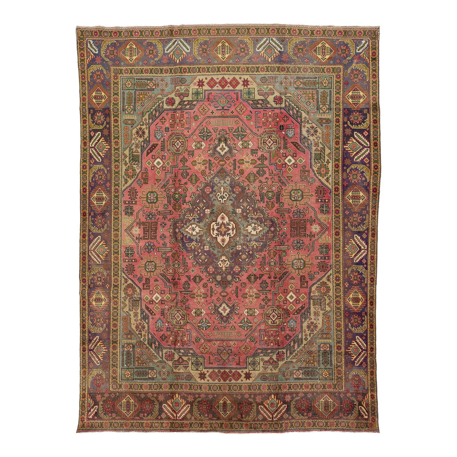 Vintage Hand-Knotted Persian Wool Rug Medallion Light Red 9'7 x 13'1: Vintage Hand-Knotted Persian Wool Rug Medallion Light Red 9'7 x 13'1 Enhance your living space with this exquisite vintage hand-knotted Persian wool rug. Featuring a stunning light red field adorned w