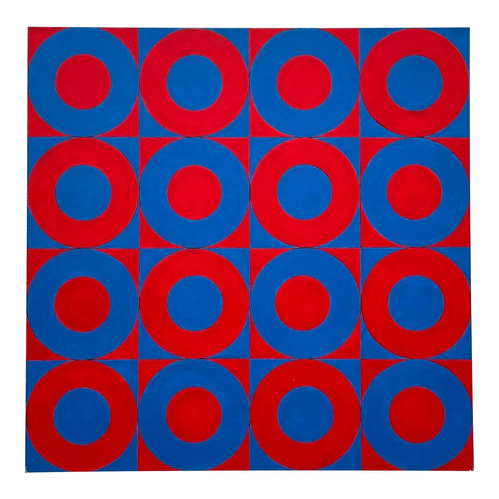 Vintage Boho Abstract Geometric Oil Painting 36x36 Royal Blue: Vintage Boho Abstract Geometric Oil Painting 36x36 Royal Blue Enhance your living space with this stunning vintage boho abstract geometric oil painting on canvas. This artwork features bold, striking