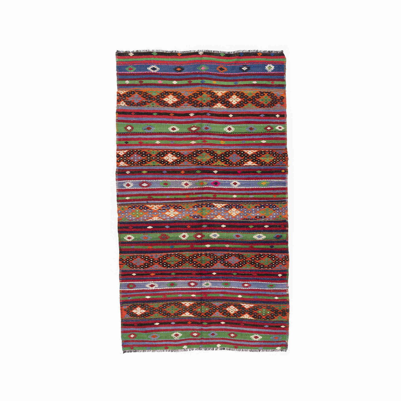 Authentic Anadol Handmade Wool Kilim 63 x 112.6 Inches: Authentic Anadol Handmade Wool Kilim 63 x 112.6 Inches This Authentic Handmade Anadol Wool On Wool Kilim showcases exquisite craftsmanship and traditional weaving techniques. Made from high-quality wo