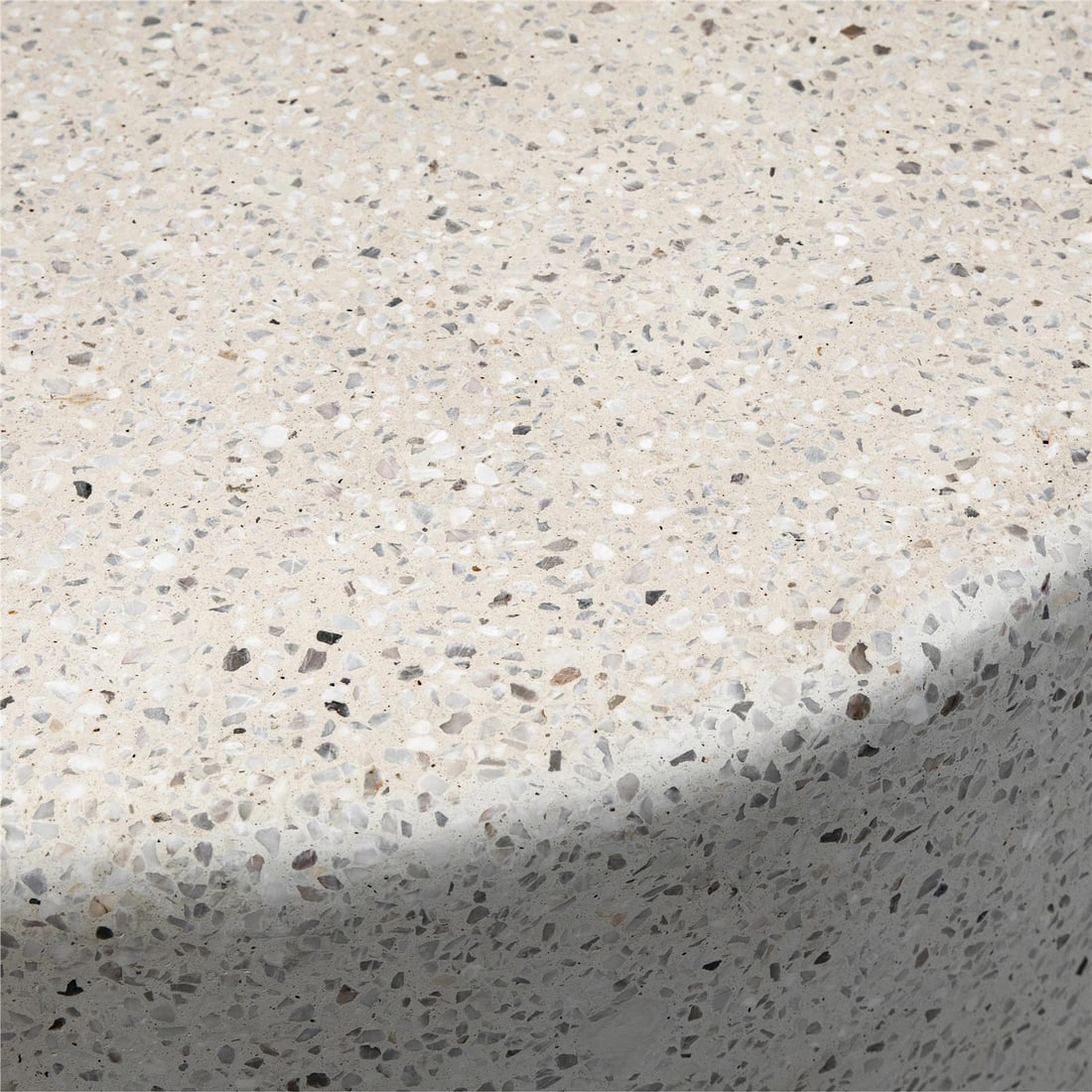 Adriti Off-White Terrazzo Outdoor Coffee Table 16H 36W 36D: Adriti Off-White Terrazzo Outdoor Coffee Table 16H 36W 36D Enhance your outdoor space with this stylish Terrazzo Coffee Table from the Adriti collection. Perfect for elevating your patio or garden, it