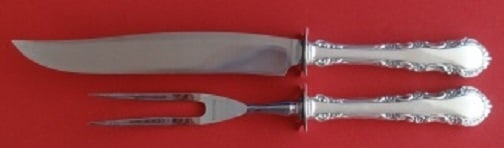 Reed and Barton Georgian Rose Sterling Silver Carving Set 2-Piece: Reed and Barton Georgian Rose Sterling Silver Carving Set 2-Piece This exquisite 2-piece steak carving set features the elegant Georgian Rose pattern by Reed and Barton, crafted from high-quality ster