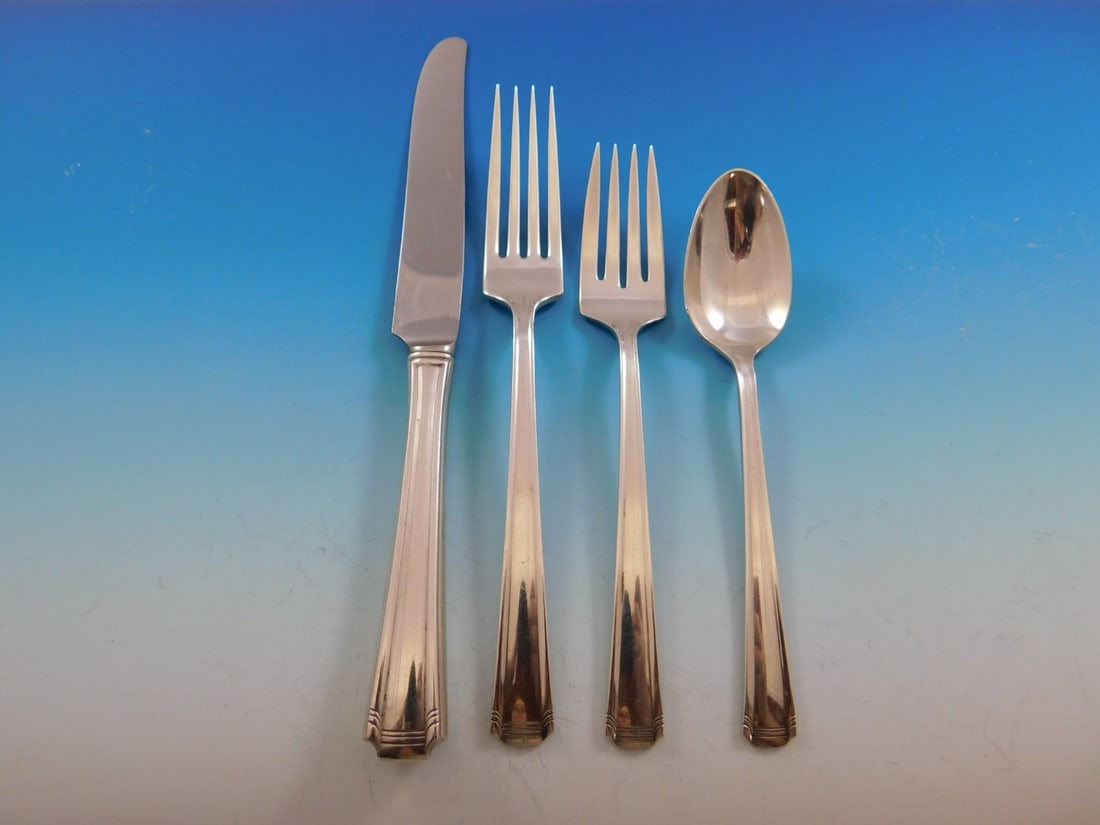 Westmorland John & Priscilla Sterling Silver Flatware Set 36 Pcs: Westmorland John & Priscilla Sterling Silver Flatware Set 36 Pcs Enhance your dining experience with the exquisite John and Priscilla flatware set by Westmorland. Crafted from high-quality sterling si
