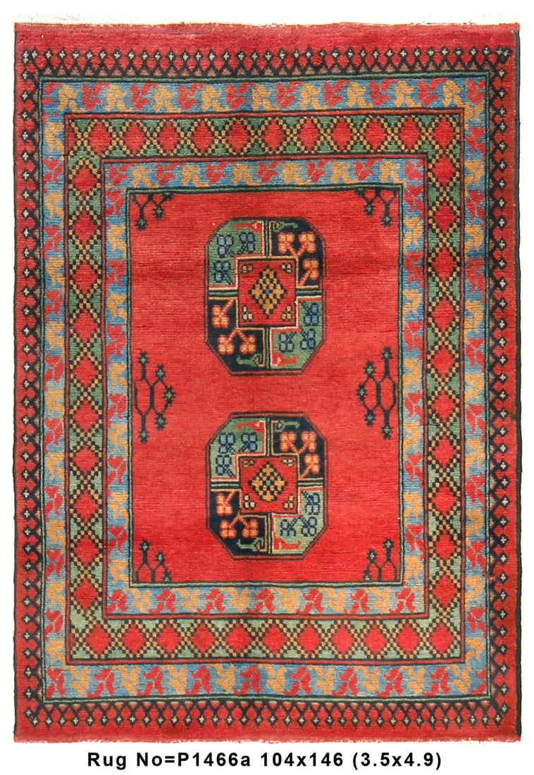 3.5 x 4.9 Hand-Knotted Turkman Bokara Afghan Wool Rug: 3.5 x 4.9 Hand-Knotted Turkman Bokara Afghan Wool Rug Free continental US Shipping Experience the timeless elegance of the Turkman Bokara Afghan Rug, expertly hand-knotted by skilled artisans. This be