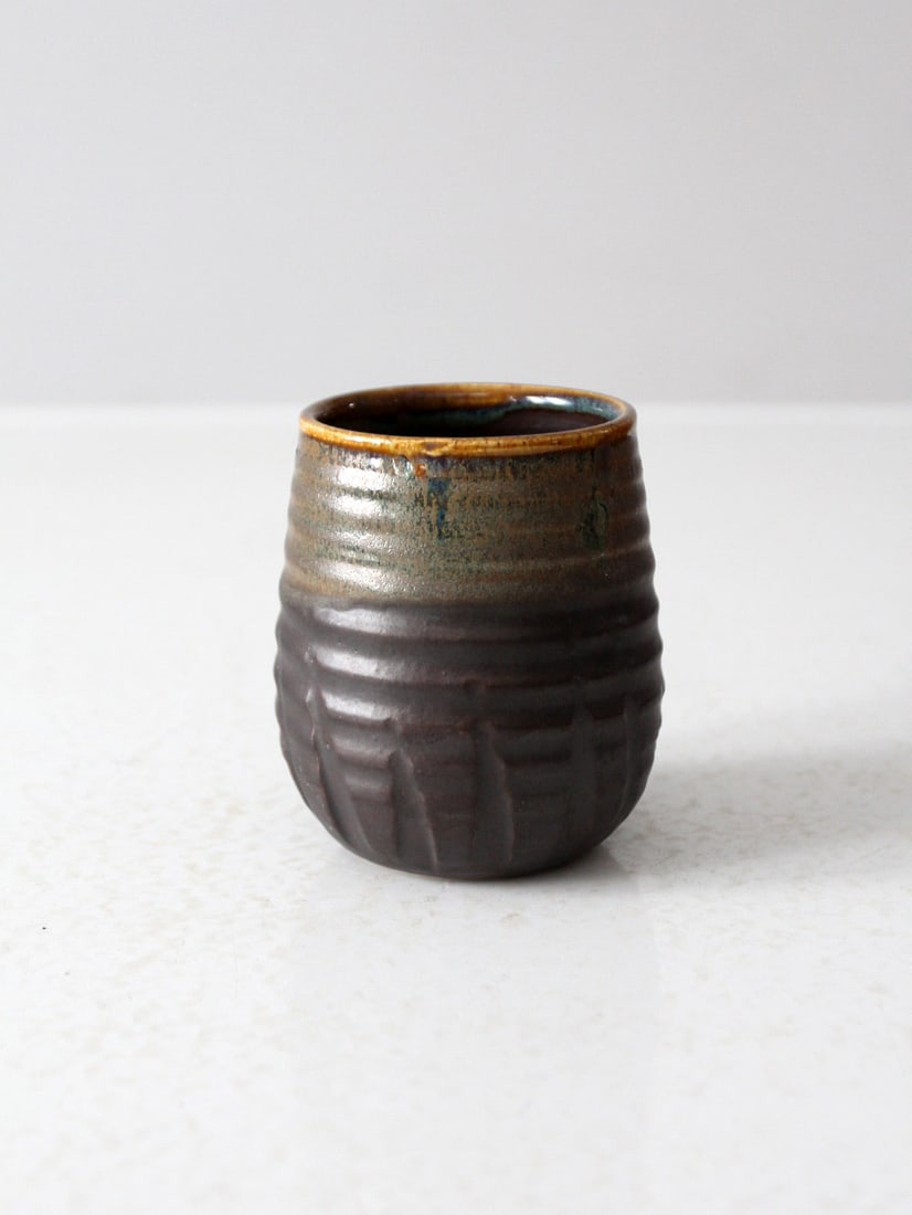 Handcrafted Vintage Studio Pottery Vase with Two-Tone Glaze (1 of 9)