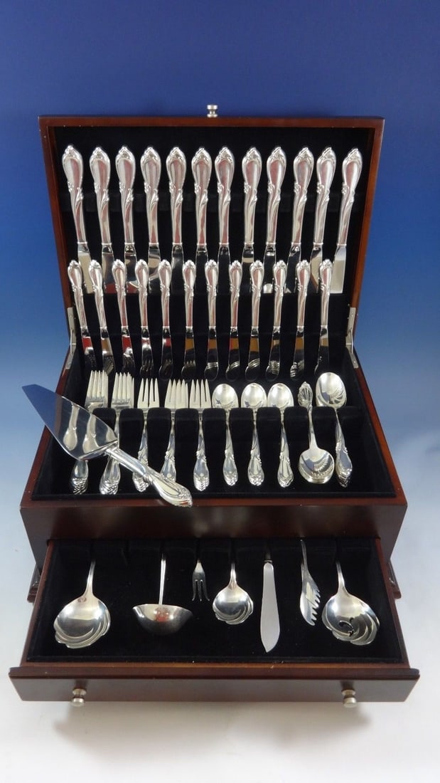 International Silver Rhapsody Sterling Silver Flatware Set for 12 80 Pieces with Storage Chest (1 of 8)