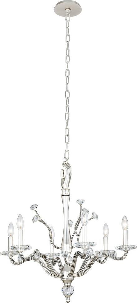 Kalco Venus Maximalist 6-Light Pewter Chandelier: Kalco Venus Maximalist 6-Light Pewter Chandelier Illuminate your space with this stunning Bold Pewter Maximalist 6-Light Chandelier. Designed to make a bold statement, this chandelier features a capti