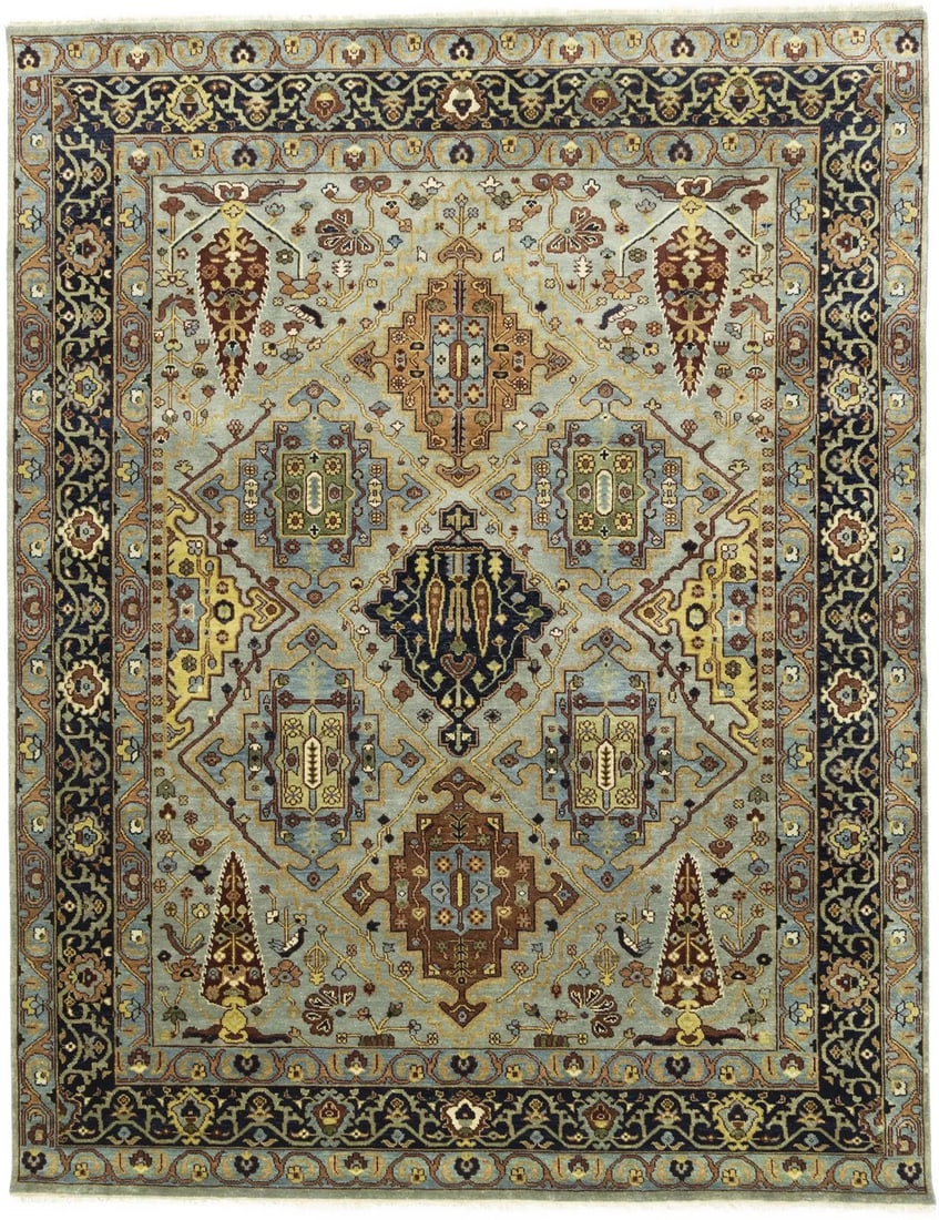 Hand-Knotted Wool Chobi Peshawar Area Rug 7'11 x 10'2 Modern Floral Design: Hand-Knotted Wool Chobi Peshawar Area Rug 7'11 x 10'2 Modern Floral Design This one-of-a-kind handmade Chobi Peshawar area rug features a hand-knotted wool construction and a modern floral pattern. Sh