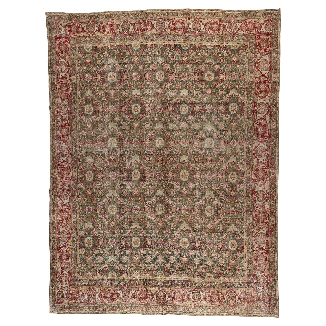 Oversize Persian Tabriz Carpet Dark Green Herati Design Wool 1910s: Oversize Persian Tabriz Carpet Dark Green Herati Design Wool 1910s Discover the exquisite beauty of this early 20th century Persian Tabriz carpet, a stunning piece from the Zabihi Collection. This ove
