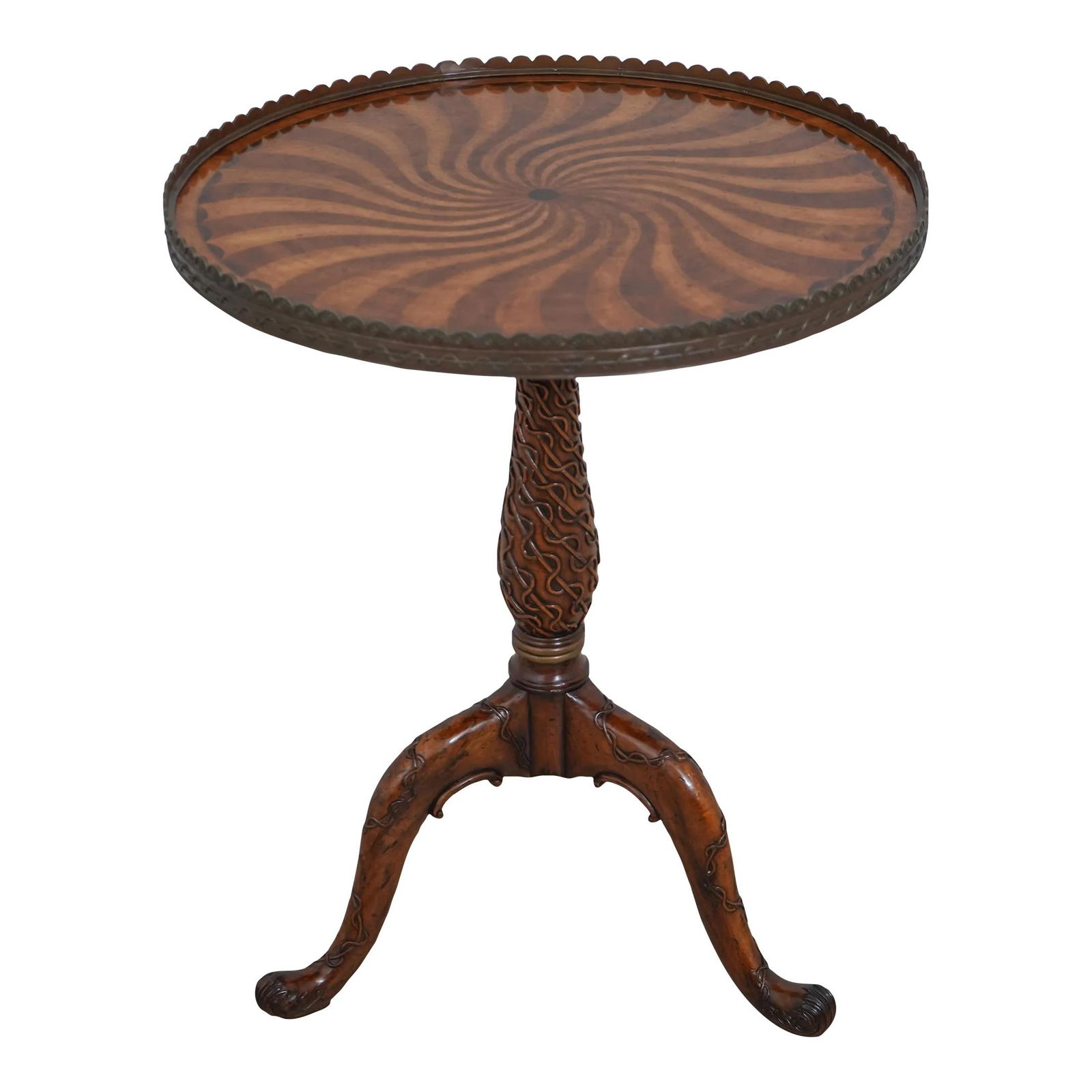 Jonathan Charles Spiral Inlaid Lamp Table with Brass Trim (1 of 10)