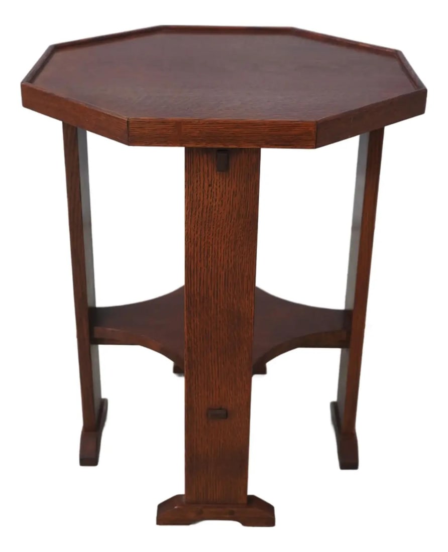 Stickley Arts & Crafts Octagonal Oak Table 20w x 20d x 24.5h (1 of 10)
