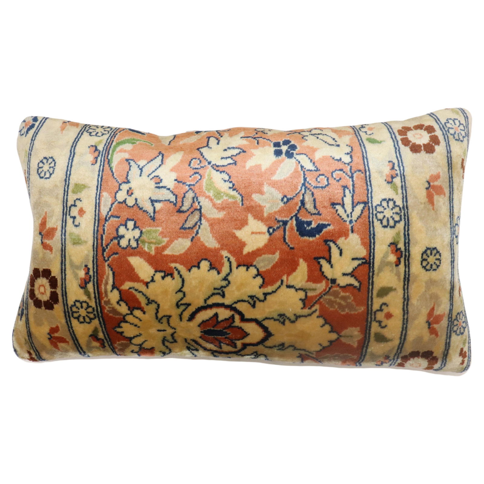 Vintage Persian Tabriz Bolster Pillow 15 x 25 Cotton Foam Wool: Vintage Persian Tabriz Bolster Pillow 15 x 25 Cotton Foam Wool This exquisite bolster pillow is crafted from a vintage Persian Tabriz rug, showcasing the intricate artistry and rich colors characteris