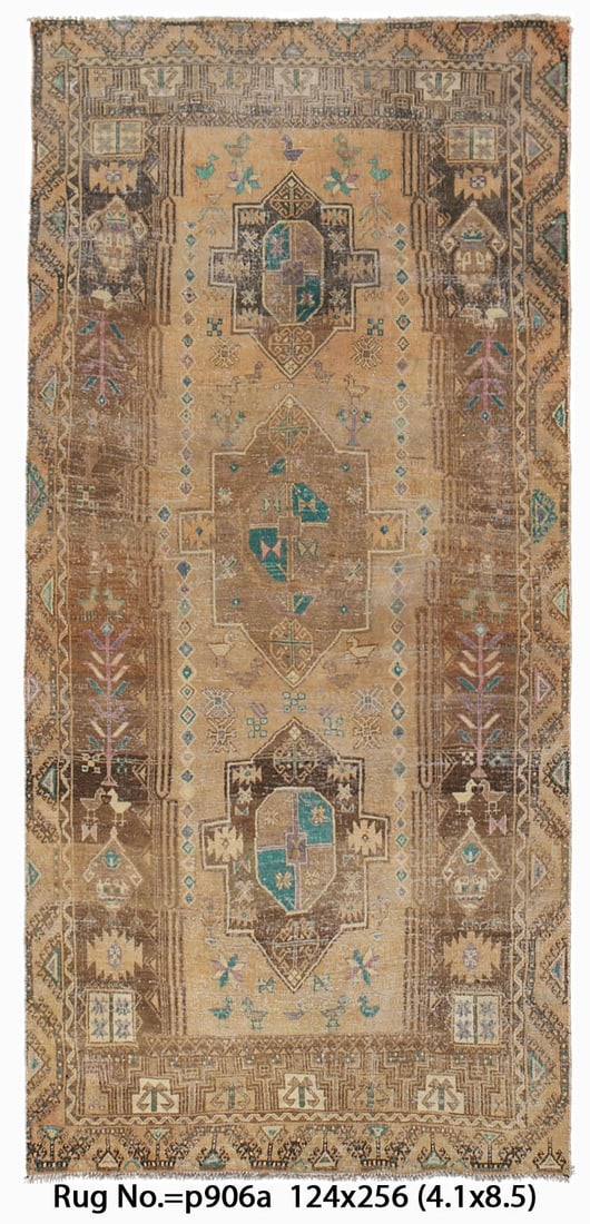 4.1 x 8.5 Handwoven Persian Tribal Runner Rug in Warm Brown: 4.1 x 8.5 Handwoven Persian Tribal Runner Rug in Warm Brown Free continental US Shipping Transform your living space with this exquisite 4' x 8' Handmade Old Persian Tribal Runner in a warm brown hue.