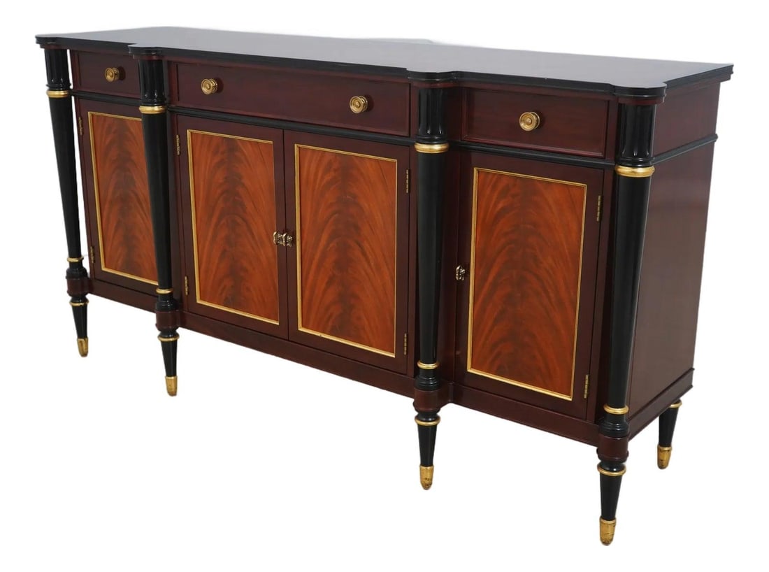 John Widdicomb Regency Mahogany Sideboard with Brass Hardware: John Widdicomb Regency Mahogany Sideboard with Brass Hardware Experience the elegance of the Regency era with this stunning John Widdicomb mahogany sideboard. Crafted around 2011, this exquisite piece