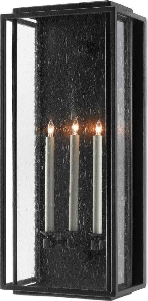 Currey Wright Outdoor Wall Sconce 32.5H Arts and Crafts Style Midnight Finish: Currey Wright Outdoor Wall Sconce 32.5H Arts and Crafts Style Midnight Finish Illuminate your outdoor spaces with this elegant Traditional Style Outdoor Sconce, featuring a timeless design that blends