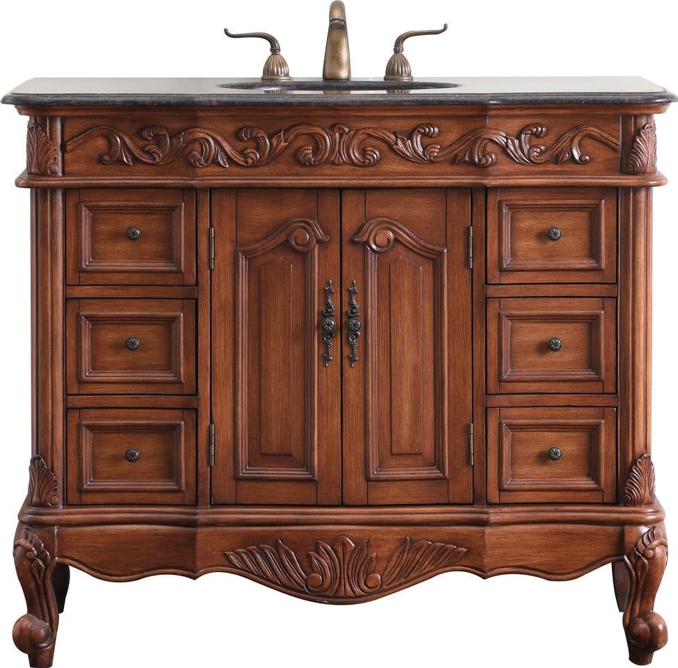 Elegant Lighting 42 Inch Traditional Teak Bathroom Vanity: Elegant Lighting 42 Inch Traditional Teak Bathroom Vanity This Traditional Teak Bathroom Vanity showcases a beautiful antique metal teak finish, blending vintage charm with modern functionality. Craft