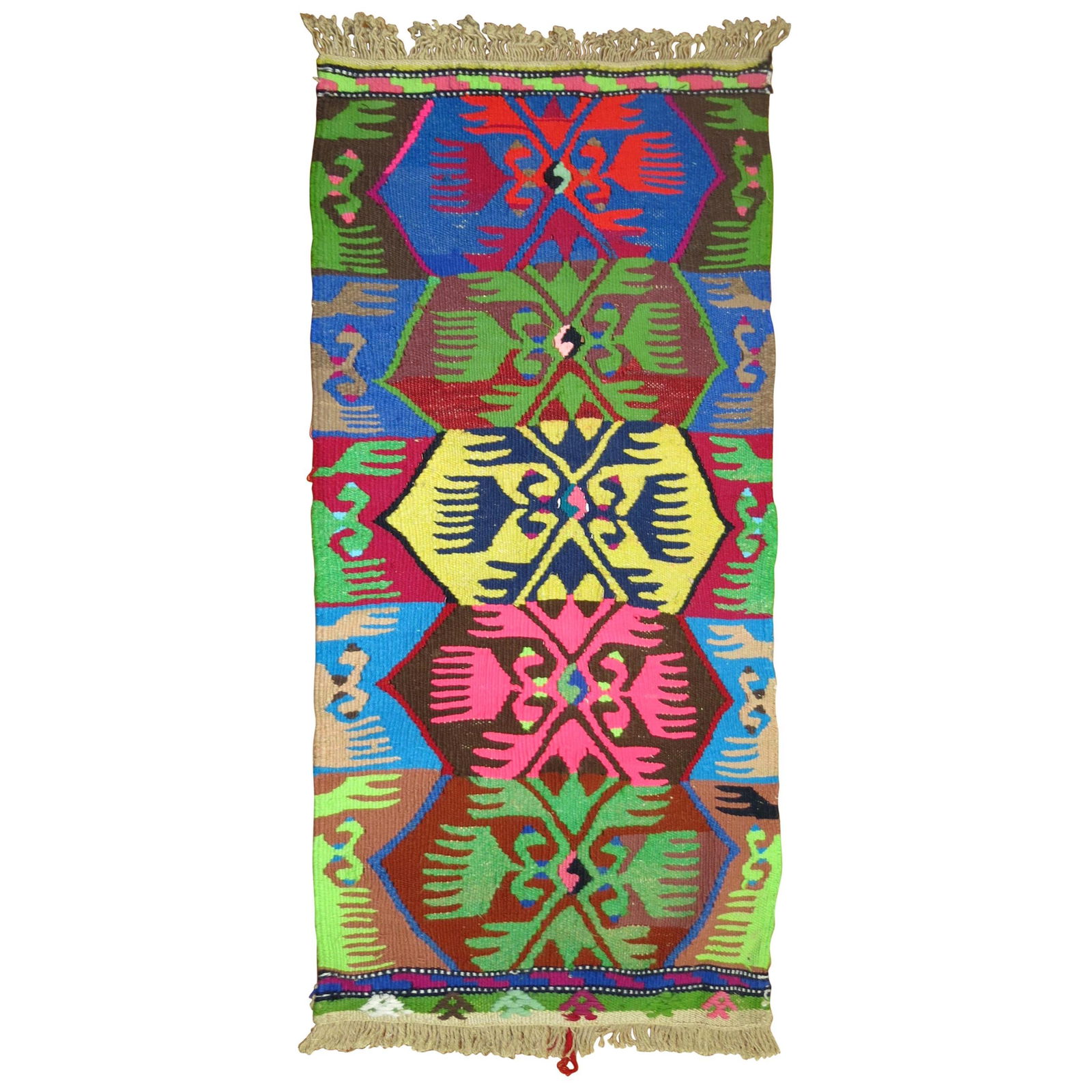 Vibrant Turquoise Lime 20th Century Turkish Kilim Flat-Weave Rug: Vibrant Turquoise Lime 20th Century Turkish Kilim Flat-Weave Rug Explore the vibrant charm of this 20th Century Kilim flat-weave, featuring an eye-catching turquoise and lime color palette. Crafted in
