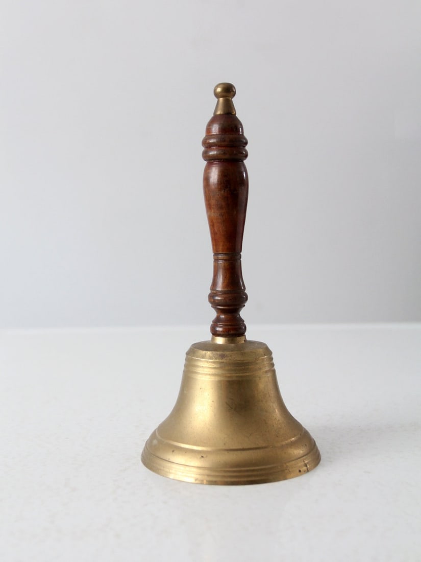 Vintage Brass Hand Bell with Wooden Handle 9.25 Inch (1 of 9)